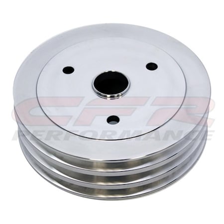 Cfr Performance Short Polished Aluminum Crank Pulley - 3 Groove for Chevy Small Block HZ-8858-POL